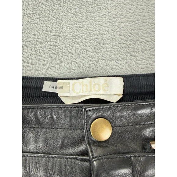 Chloe Women's Size 36 EU 100% Calfskin Leather Rare Designer Ankle Zip Pants - Picture 5 of 16